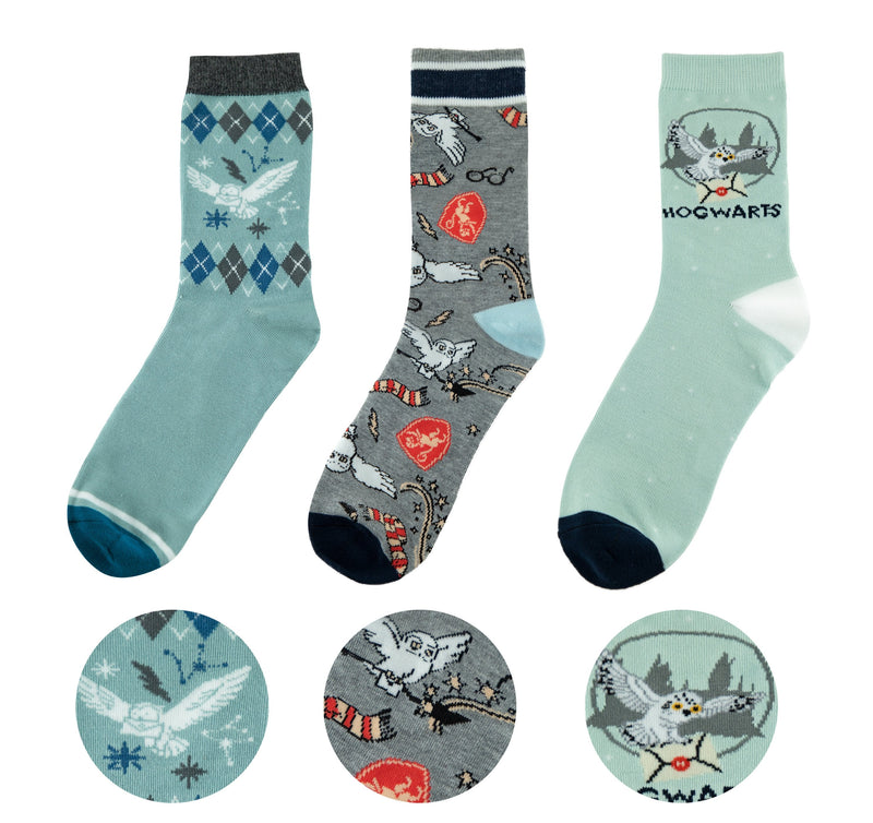Set 3 Pares Socks Cinereplicas Harry Potter Hedwig