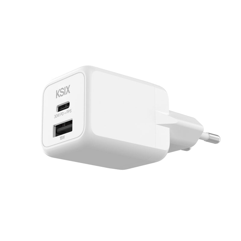 Ksix Wall Charger BCD30GANACB - 30W GaN Pps · USB Type-c · USB · White