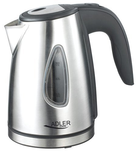 Adler AD1203 Kettle Water Eléctrico, 1 L, Jarra Glass Without Bpa Silver 1600W