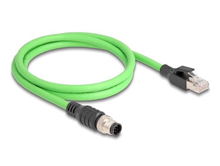 Delock 80421 Cable M12 Codificado a 8 Pin Male a RJ45 Male Pur (tpu) 1M