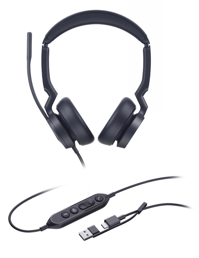 Yealink Auriculares UH46 Dual, Negro Version Teams, Port USB-C Y Usb-a, Double Luz Ocupado 1308182