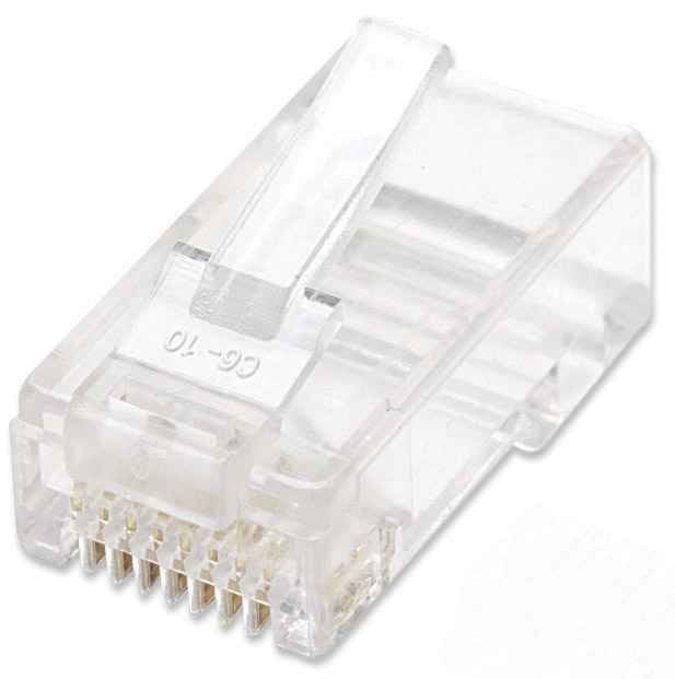 Intellinet 502399, Connectors RJ-45, Transparent CAT.5E, 100 Units U/UTP (UTP), Oro