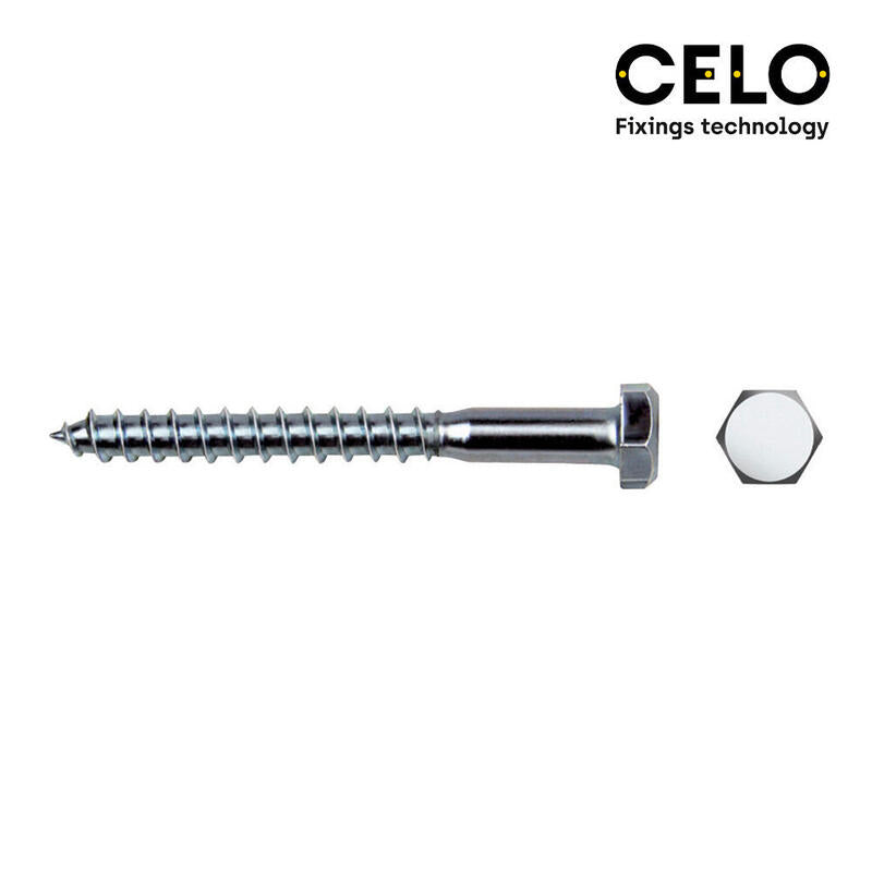 Celo Caja 100 Unid. Tirafondo Hexagonal Din/Ref 571 Ø6X80MM Zincado