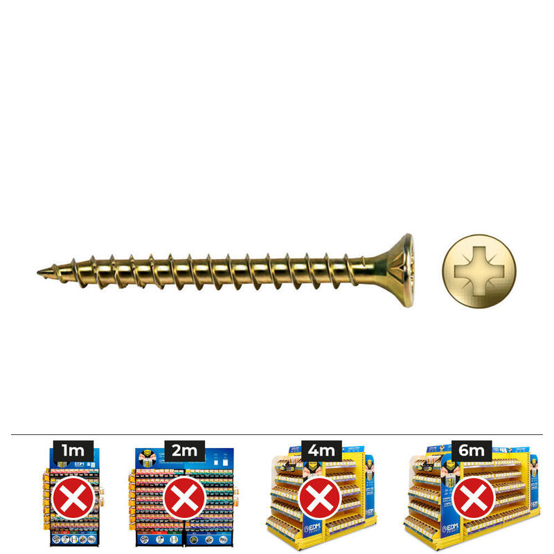 Caja 200 Unid. Tornillo Madera Vlox Rosca Completo Avellanado Impronta Pz Ø5X70 Mm Bicromatado