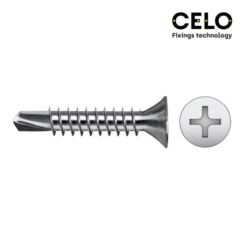 Celo Caja 500 Unid. Punta Taladro Broca Avellanada Philips Din/Ref 7504P Ø3,9X16MM Zincado