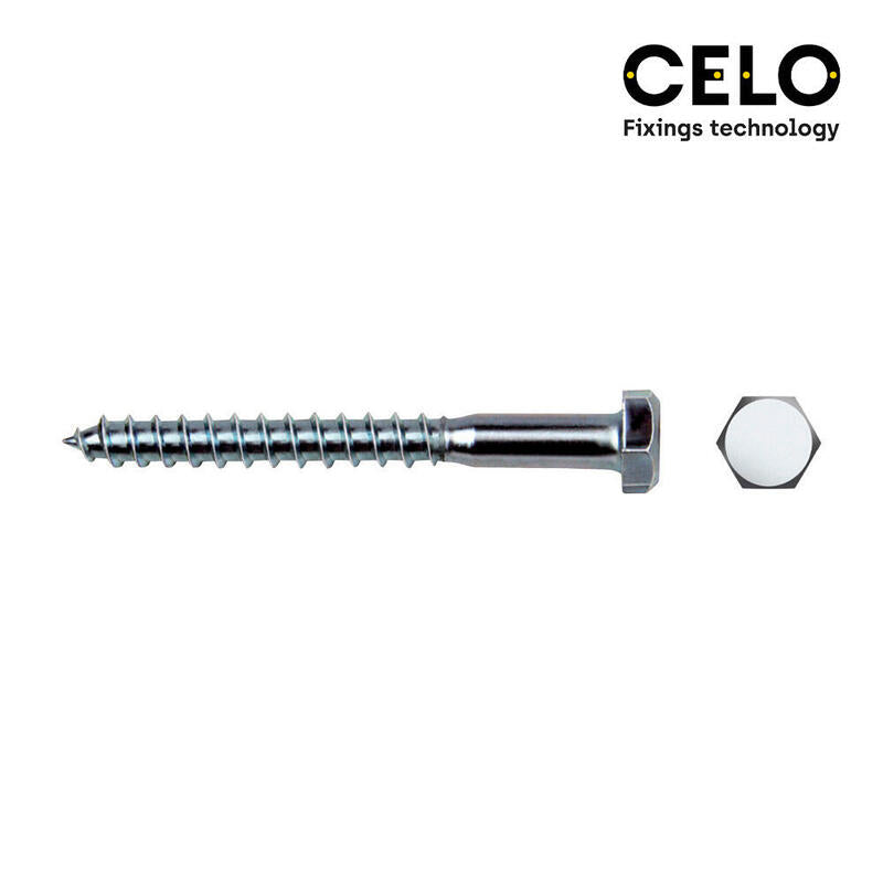 Celo Box 75 Unid. Tirafondo Hexagonal Din/Ref 571 Ø6X60MM Zincado