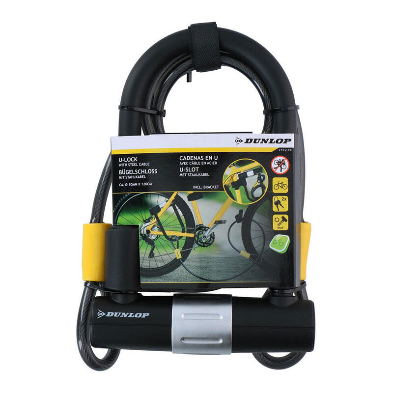 Dunlop Padlock U With Cable And Stand