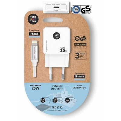 Tech One Tech Wall Charger TEC2222 1x USB Type-c + Cable Lightning 20W White — image 1