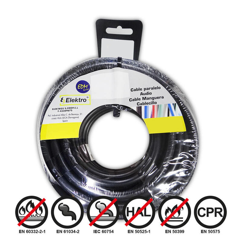 Film Roll Cablecillo Flexible 4MM Black Libre Halógenos 15M