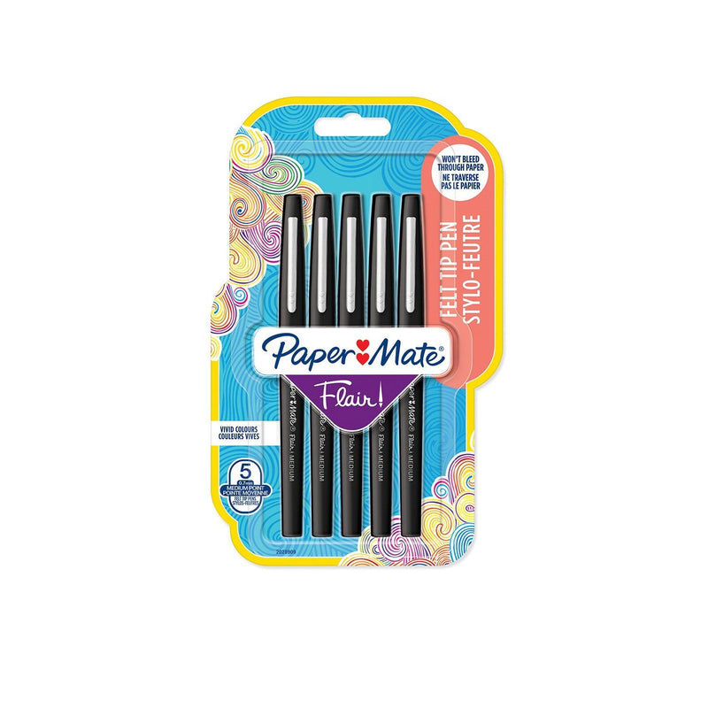 Pens Fibre Paper Matte Flair B 5 Pieces Black