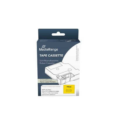 Mediarange Tape Labeller Komp. Dymo 19MMX7M Black/Yellow