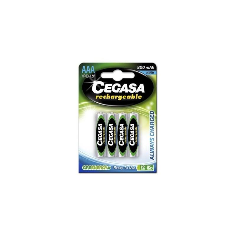 Cegasa Rechargeable Pack 4 Batteries Recargables Aaa HR03 800MAH - Tecnologia Rtu
