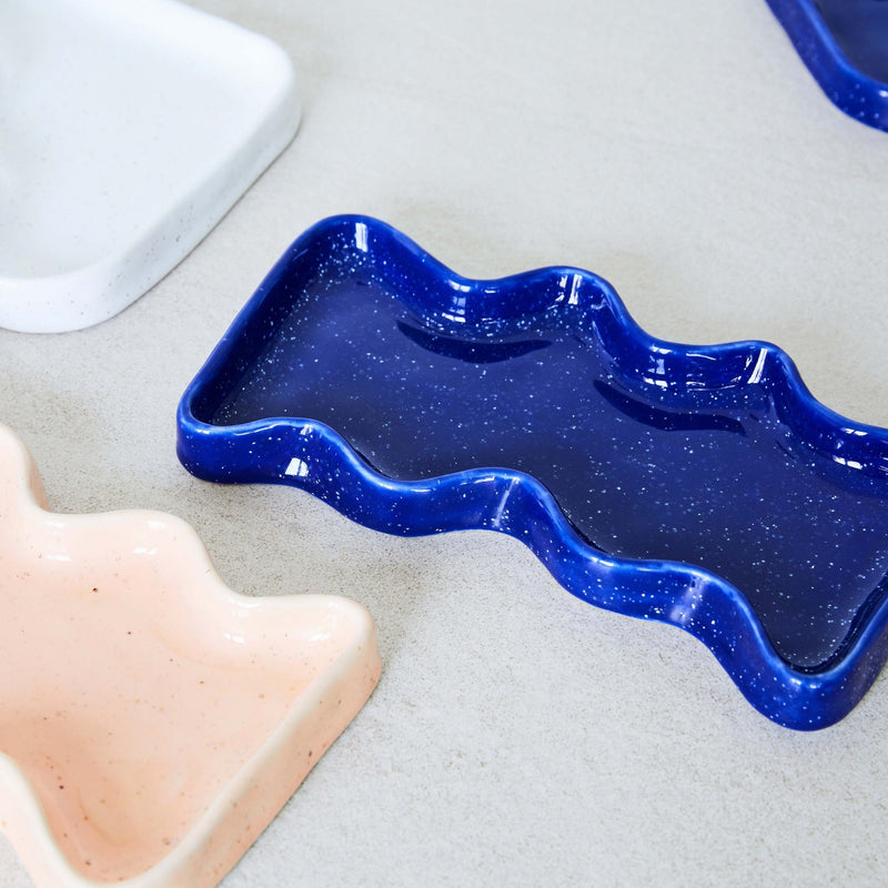 Ceramic Wave Tray – Rectangular Blue