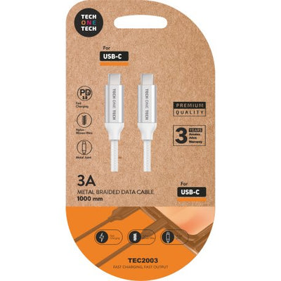 Tech One Tech USB Cable 2.0 TEC2204 USB Type-c Male USB Type-c Male 1M White — image 1