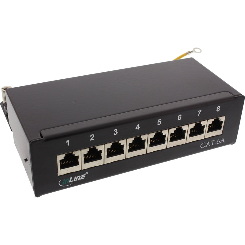 Inline Patch Panel CAT.6A Assembly Desk/Wall 8 Ports Black RAL9005
