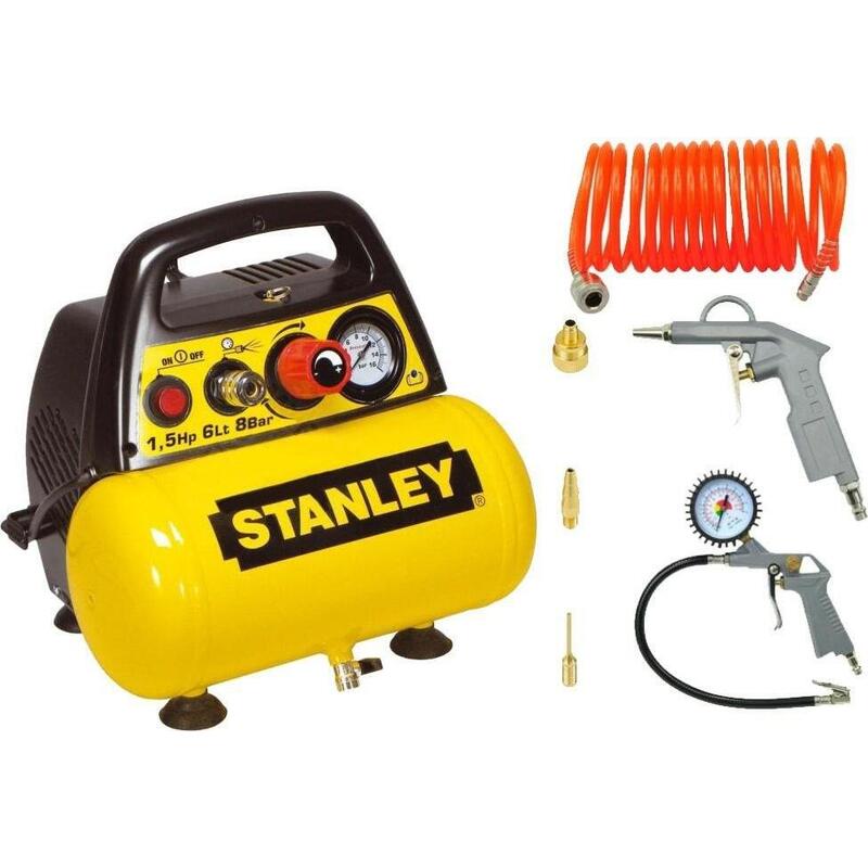 Stanley Compressor Without Oil 6L + Kit Neumático