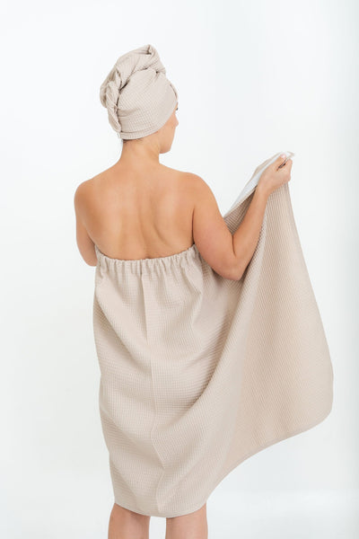 Cotton Waffle Sauna Wrap With Velcro