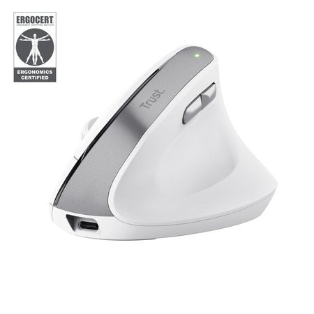 Trust Mouse Ergonómico Wireless Bayo Ii Battery Rechargeable Up To 2400 DPI White — image 1