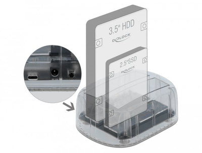 USB Type-c™ Estación Acoplamiento 2 X SATA HDD SSD Transparent — image 1