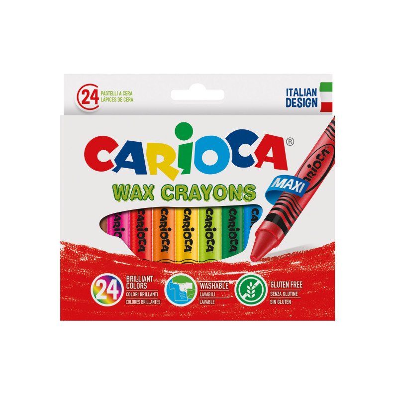 Carioca Maxi Pack 24 Ceras - Colours Brillantes - Lavables - Body Ø 12MM - Varios