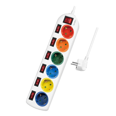 Logilink Power Strip Plugs 6 Sockets 6XCEE 7/3, W. 7 Switches Coloridos — image 1