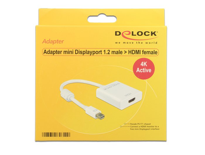 Delock Adaptorcable Mini DisplayPort 1.2 Plug HDMI Socket White 4K Active