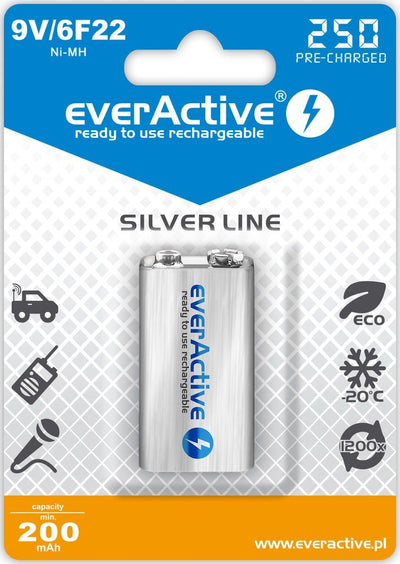 Everactive Battery Recargables Ni-mh 6F22 9V 250MAH Silver Line — image 1