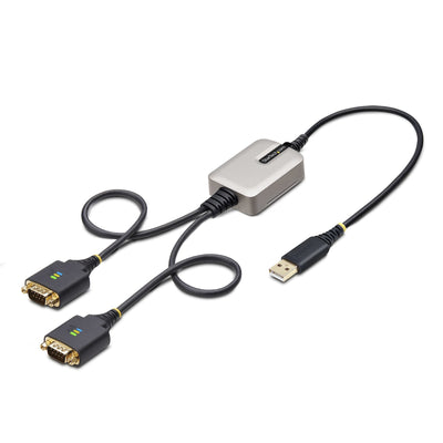 StarTech.com 2P1FFC-USB-SERIAL Cambiador Género USB Cable -a 2 X dB-9 RS-232 Black Grey — image 1