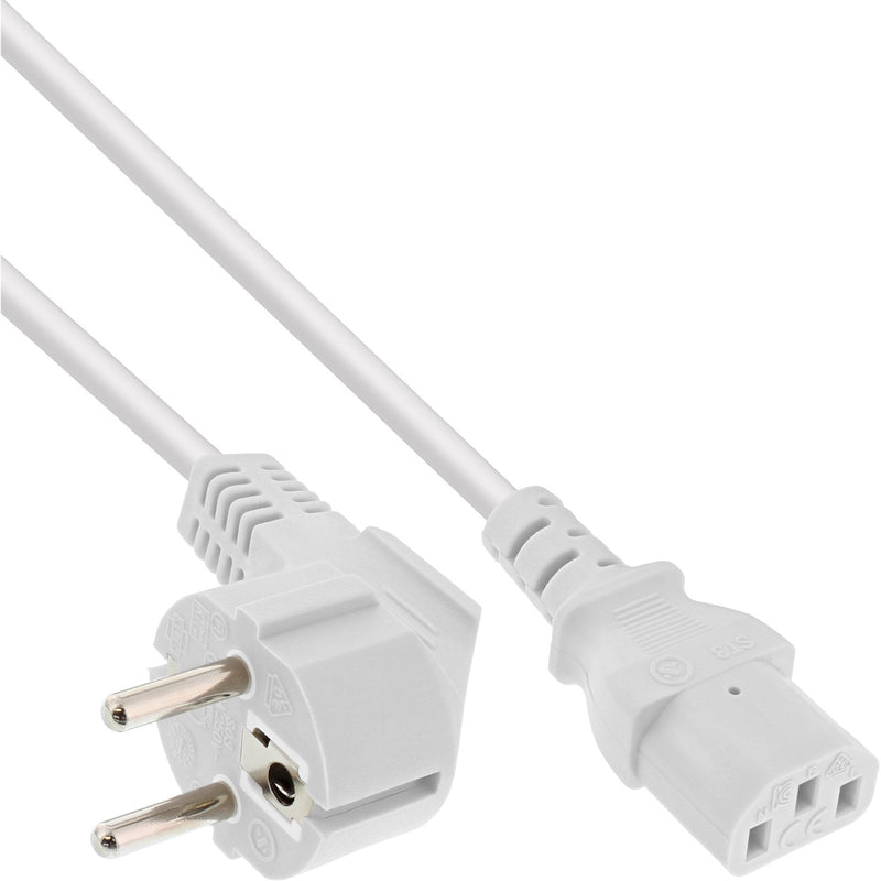 Inline Cable Power Type F a 3 Pines IEC Female White 5M