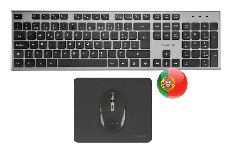 Tacens Zenith Combo Pack Inalabrico Keyboard Complete + Mouse And Mouse Pad - Disposicion Portuguesa QWERTY Pt