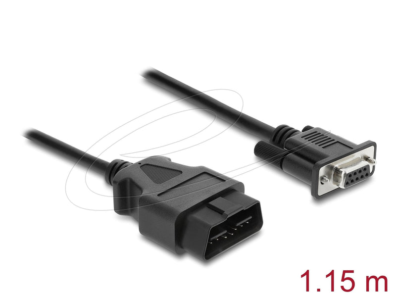 Delock Cable Adapter OBD-2 Connector Male a Sub-d 9 Pin Connector Female With Screws 1,15M