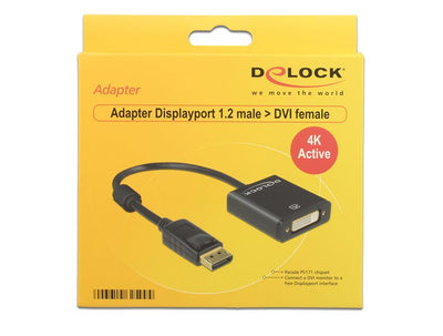 Delock Adapter DisplayPort 1.2 Plug DVI 24 + 5 Socket Black 4K Active — image 1