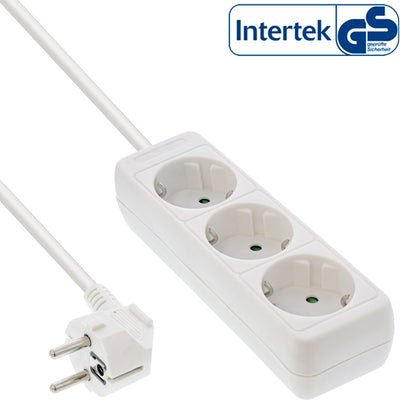 Inline Power Strip 3 Sockets 3X Type F With Security Children White 5M — image 1
