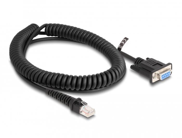 Delock 87996 Cable RJ50 Espiral Male a Connector D-sub 9, Female 1,5M, Black