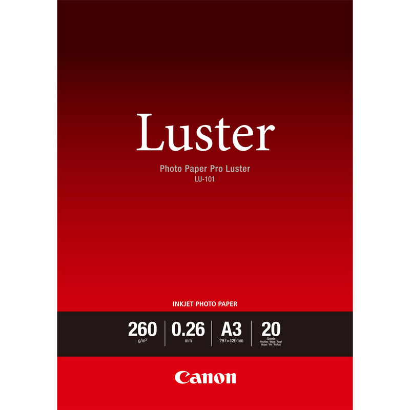 Canon Paper Fotografico LU-101 A3/ 297X420MM/ 260G/ Brillo/ 20 Hojas