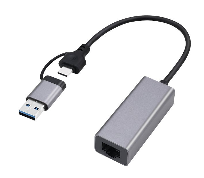 Gembird A-USB3AC-LAN-01 Adapter Network USB 3.1 + Type-c Gigabit, Grey Espacial