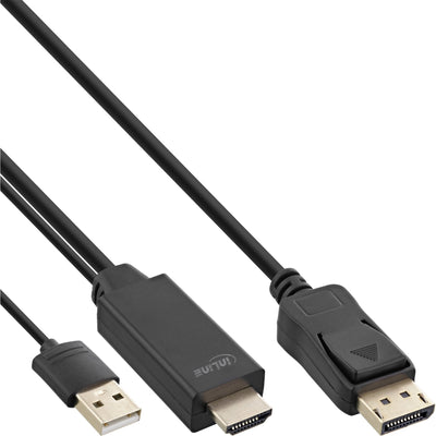 Inline Cable HDMI a DisplayPort, 4K, Black/Gold 2M — image 1
