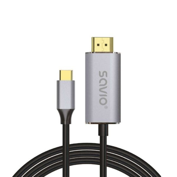 Savio Cable USB-C a HDMI 2.0B 2M Plata-negro