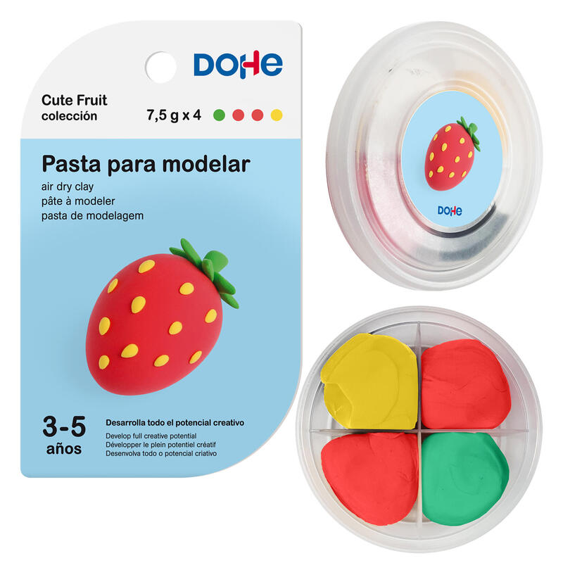 Dohe Collection Cute Fruit Pasta Modelar Fresa - Ligera And Flexible - Apto Children 3A 5 Years