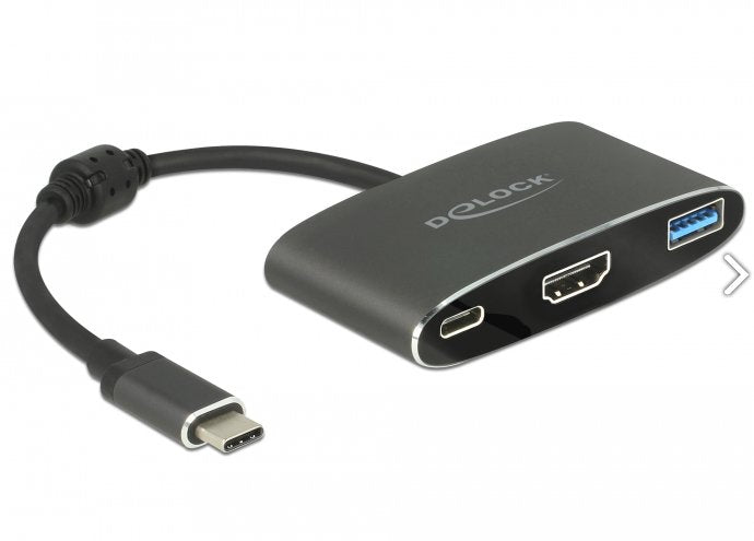 Delock Adapter USB Type-c Machohdmi Female 4K 30 HZ + USB Typ-a + USB Type-c Pd