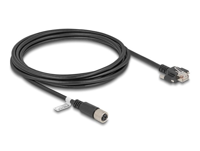 Delock M12 Cable X-kodiert 8 Pin Female a RJ45 Male CAT.6A S/FTP 3M Black