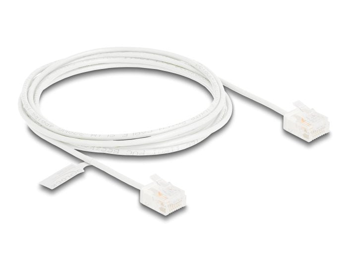 Delock RJ45 Network Cable CAT.6 UTP Ultra Slim 2M White With Kurzen Machon