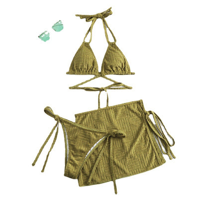Womens Two-Piece Swimsuit Bikini Three-Piece Set
