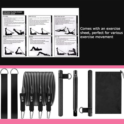 Pilates Bar Suit With Multifunction Resistance Band Pulling Rope Yoga Fitness