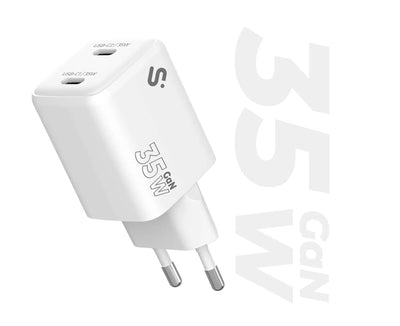 Subblim Charger Wall/Travel USB-C + USB-C GaN 35W Pd White Charger Subblim GaN 35W Double Usb-c. — image 1