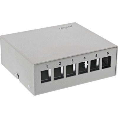 Inline Desktop Point Box 6X Keystone RJ45, Metal Grey Claro RAL7035 — image 1
