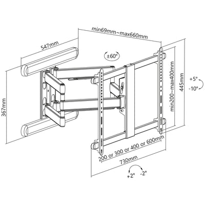Inline Wall Mount Aluminium Premium, TV (37-80), Max. 70KG, White — image 1