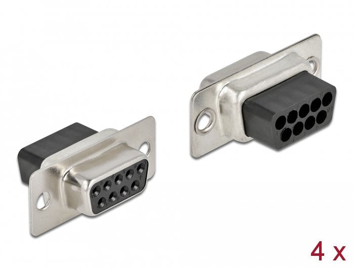 Delock Pinza Sujeción Female D-sub 9, Metal 4 Pieces