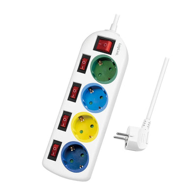 Logilink Power Strip Plugs 4 Sockets 4XCEE 7/3, W. 5 Switches Coloridos — image 1