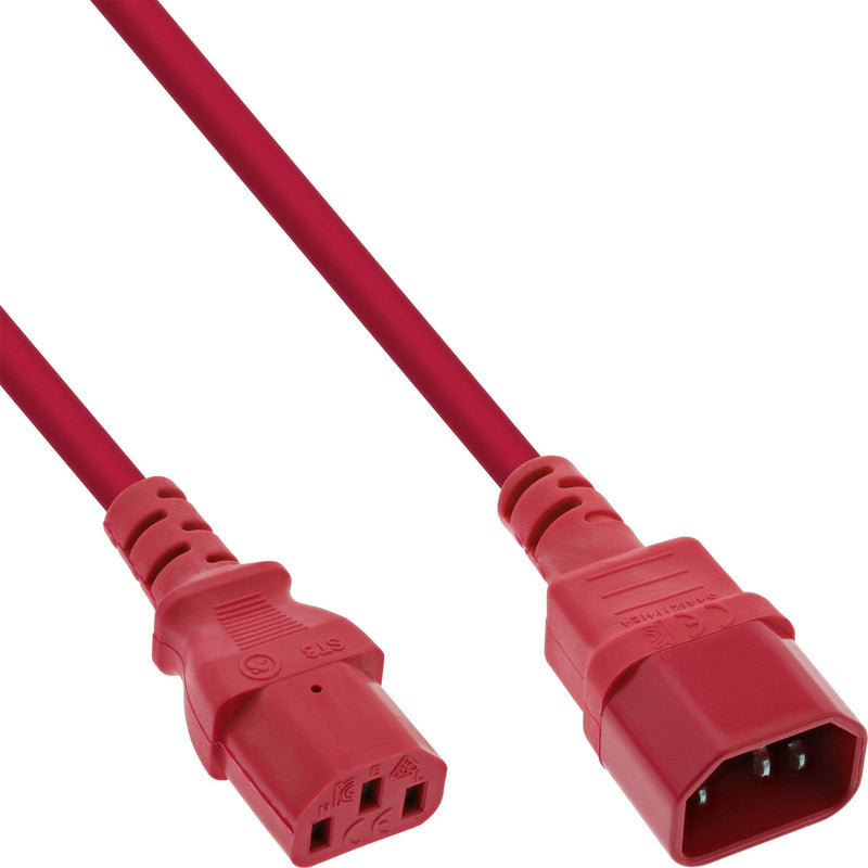 Inline Prolongación Cable Power , C13 a C14, Red 0,5M